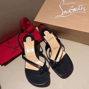 Christian Louboutin 6 EUC Taralita 55 Leather Slingback Sandals black w box